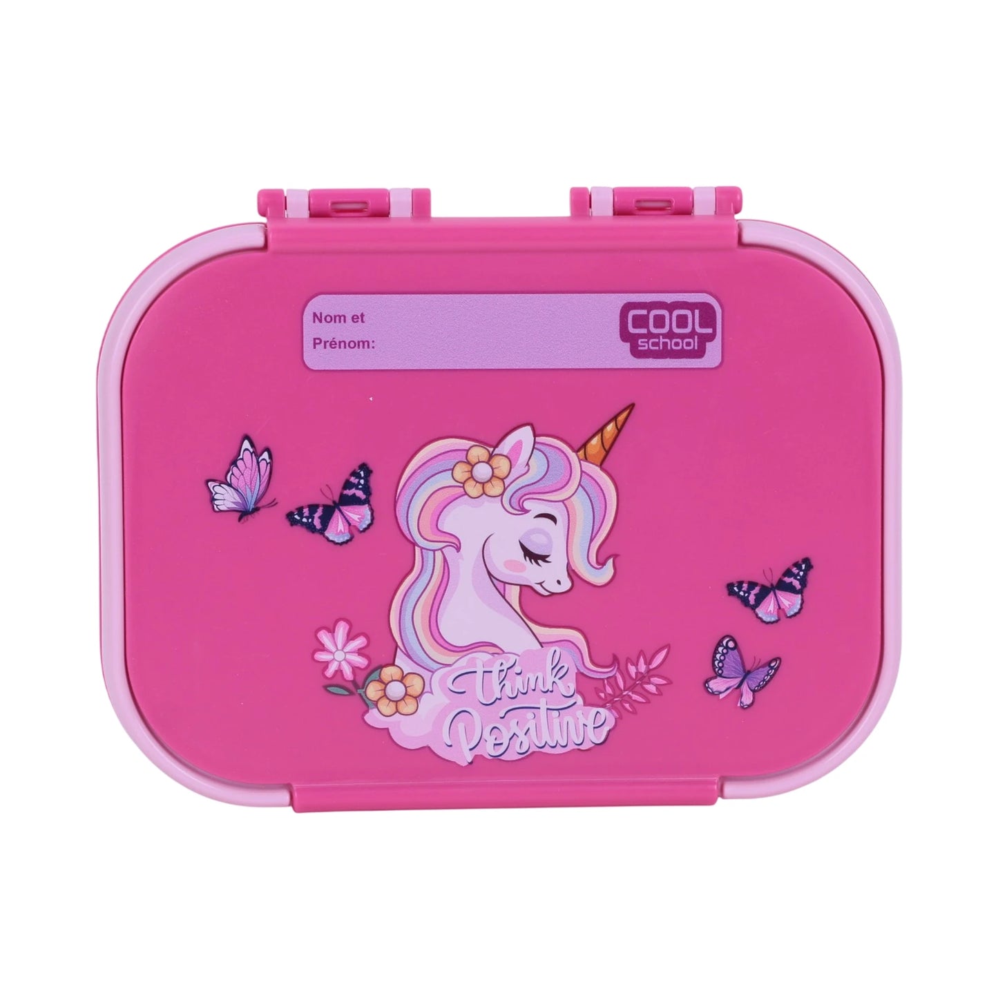 Boîte à repas Cool School motif licorne et papillons, rose et violet
