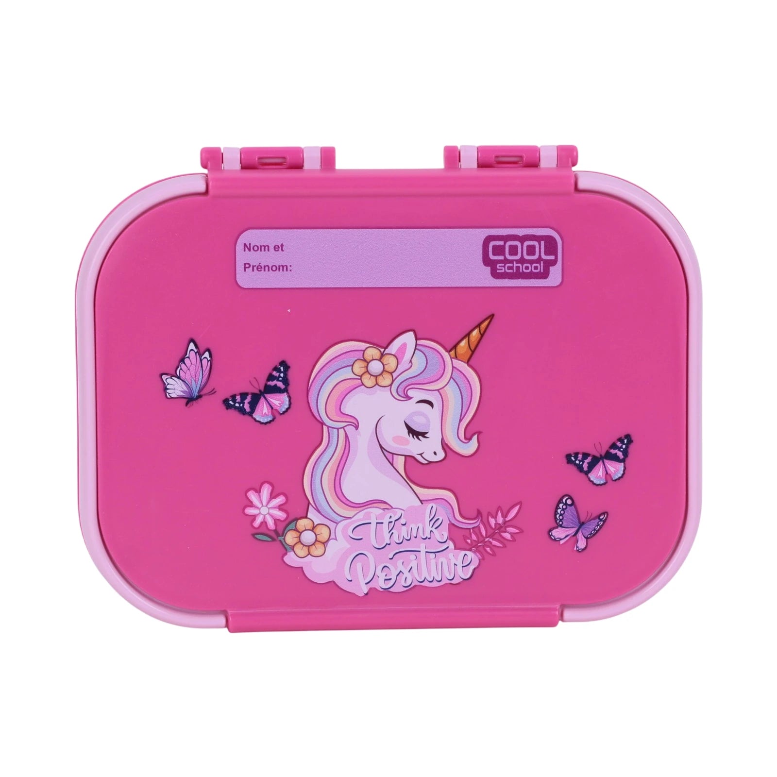 Boîte à repas Cool School motif licorne et papillons, rose et violet