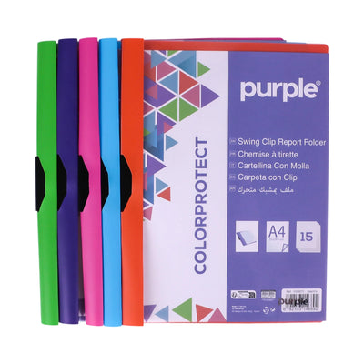 Chemise à Clip Purple ColorProtect A4 – 15 Feuilles – Assortie - Librairie Oxford City