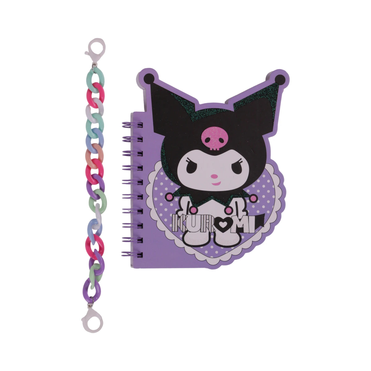 Carnet à spirale Kuromi Sanrio couverture violette et noire