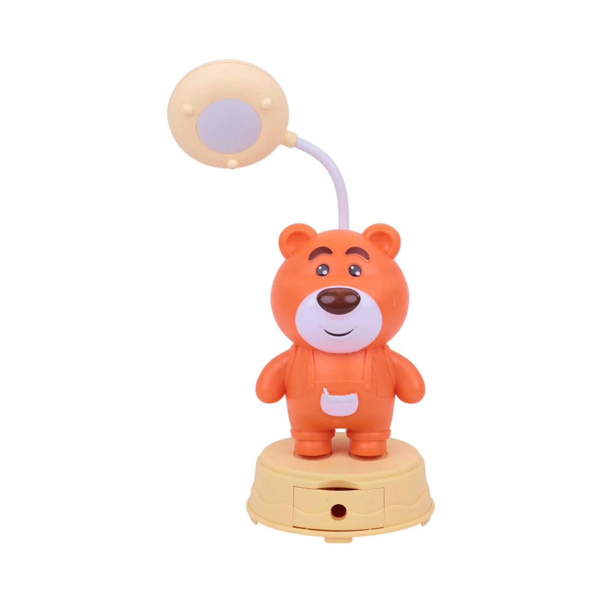 Lampe de bureau enfant forme ours orange et beige avec col flexible