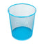 Corbeille à papier cylindrique en métal maille bleue
