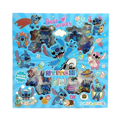 Coffret de stickers transparents Stitch Disney aux motifs bleus, roses et jaunes