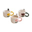 Mug en céramique blanc avec motif chat et fleurs roses et vertes
