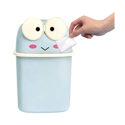 Corbeille à papier de bureau en plastique avec couvercle amovible, coloris bleu, crème et rose