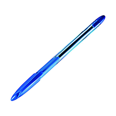 Stylo à bille Keyroad Soft Grip corps transparent capuchon bleu