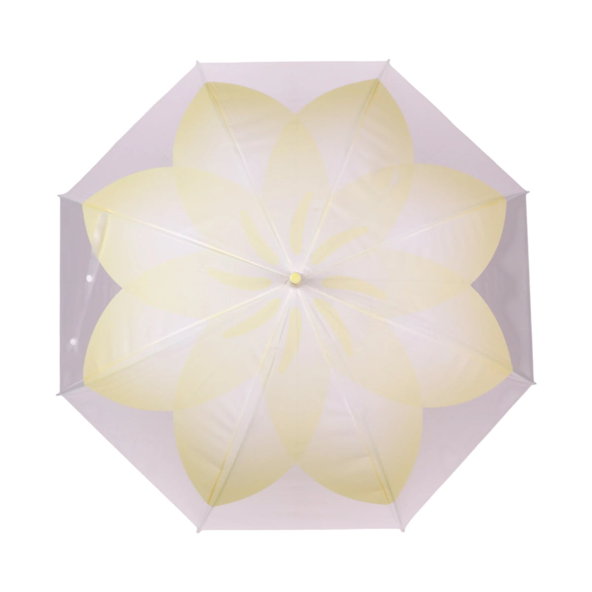 Parapluie Transparent à Motif Floral — Blanc, Jaune & Bleu