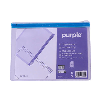 Pochette Zip Purple A5 – Transparente – Coloris Assortis - Librairie Oxford City