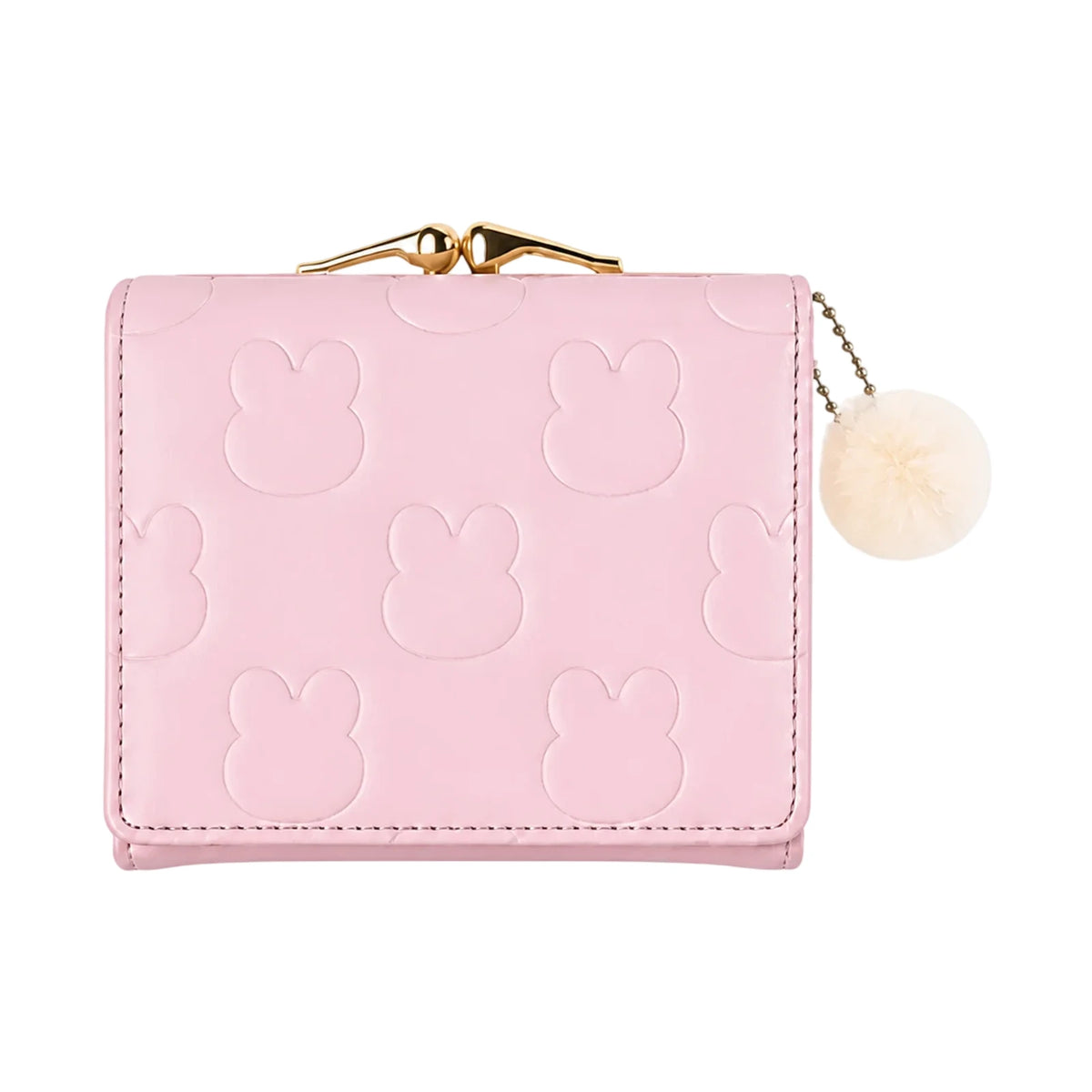 Portefeuille Enfant Lapin en Relief avec Pompon — Rose