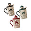 Mug en céramique noir et blanc avec couvercle personnage cartoon et anse