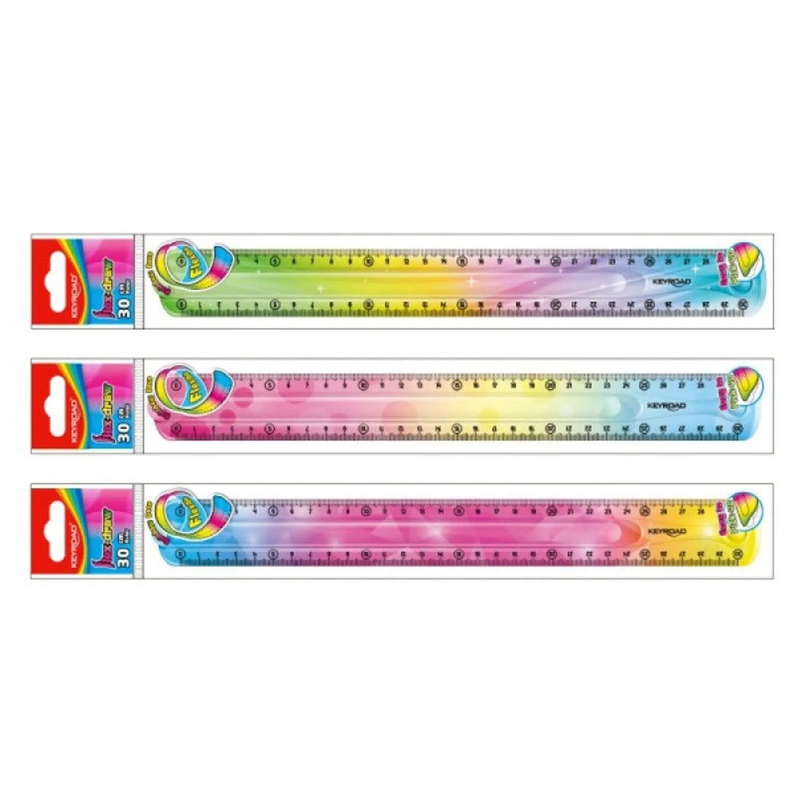 REGLE PLATE 30CM FLEXIBLE - RAINBOW - Librairie Oxford City