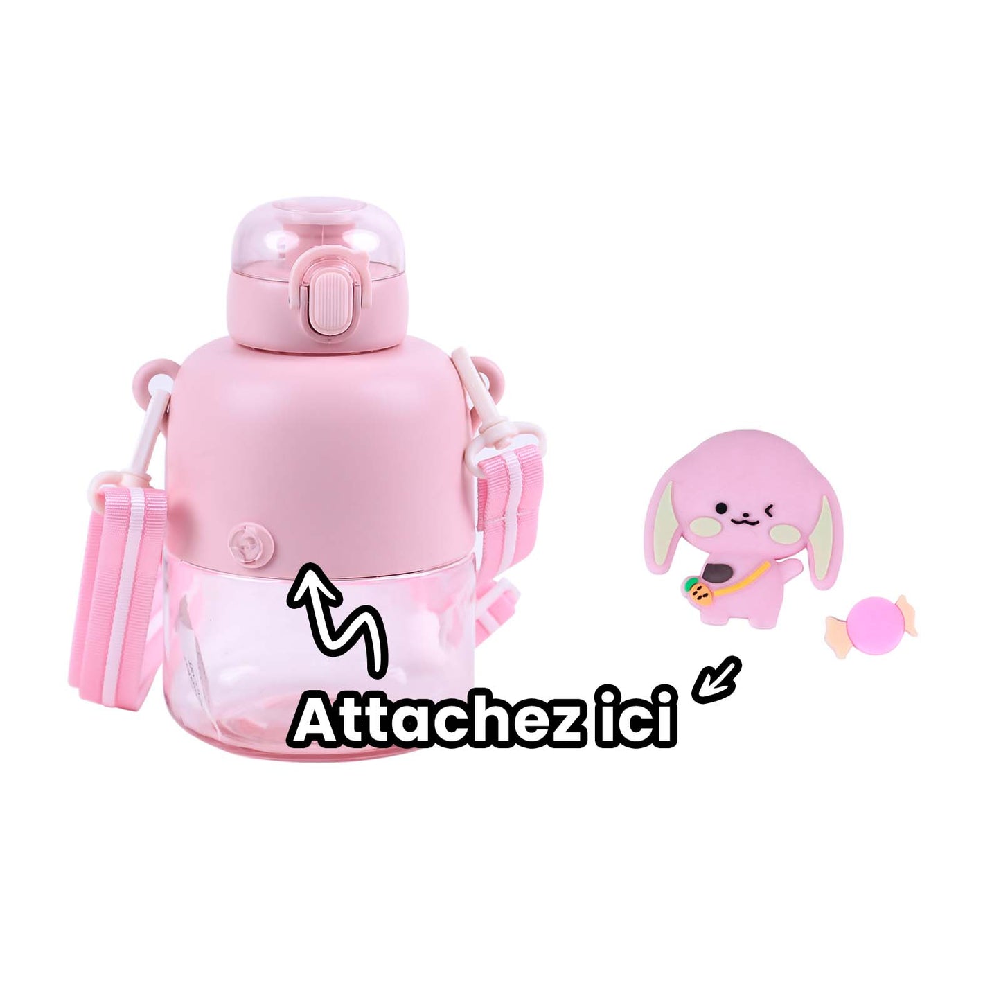 Gourde Enfant Robot avec Charm 16cm - Paille & Bandoulière