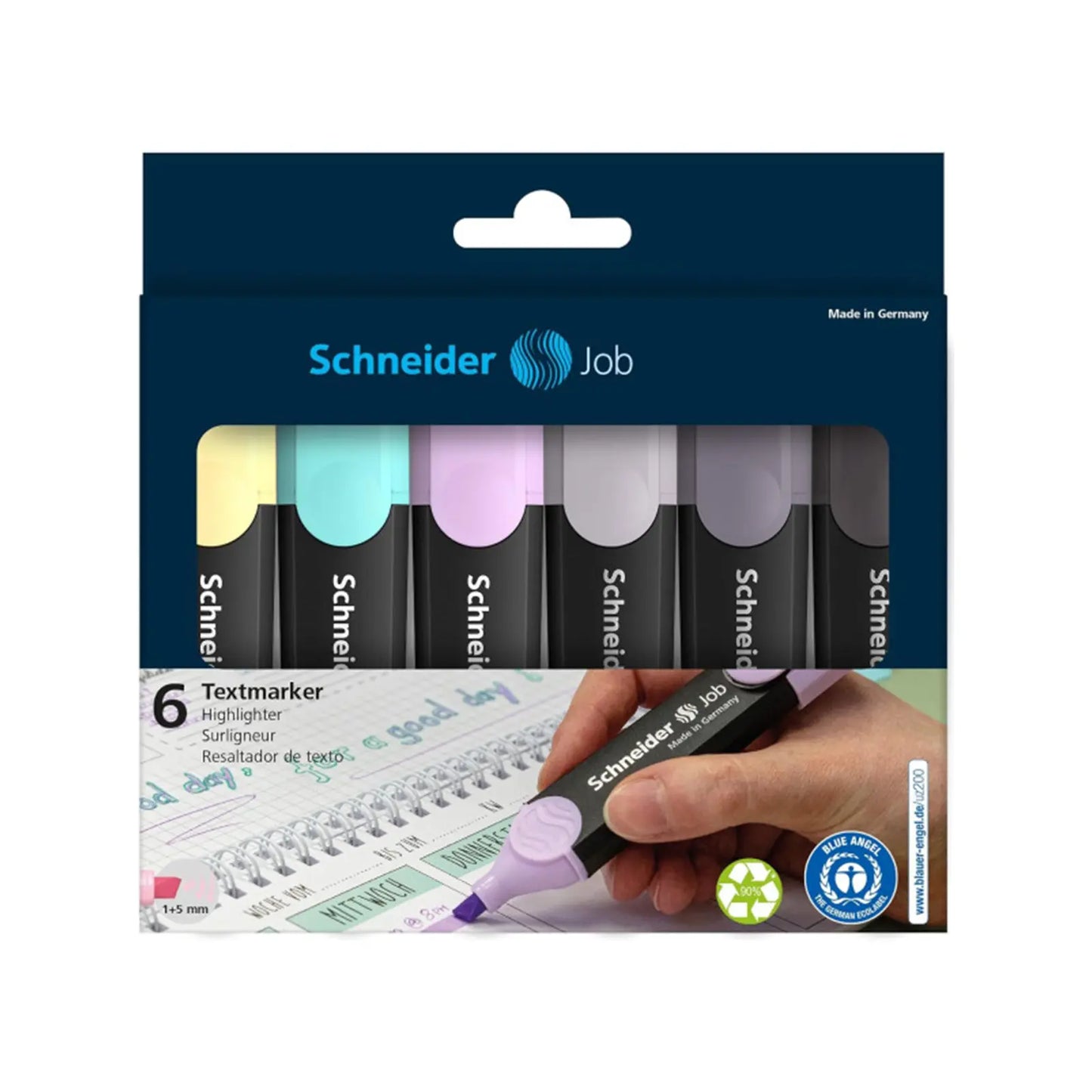 🌈 Pochette 6 Surligneurs Pastel Schneider Job ✨ – Élégance & Écologie 🌿 - Librairie Oxford City