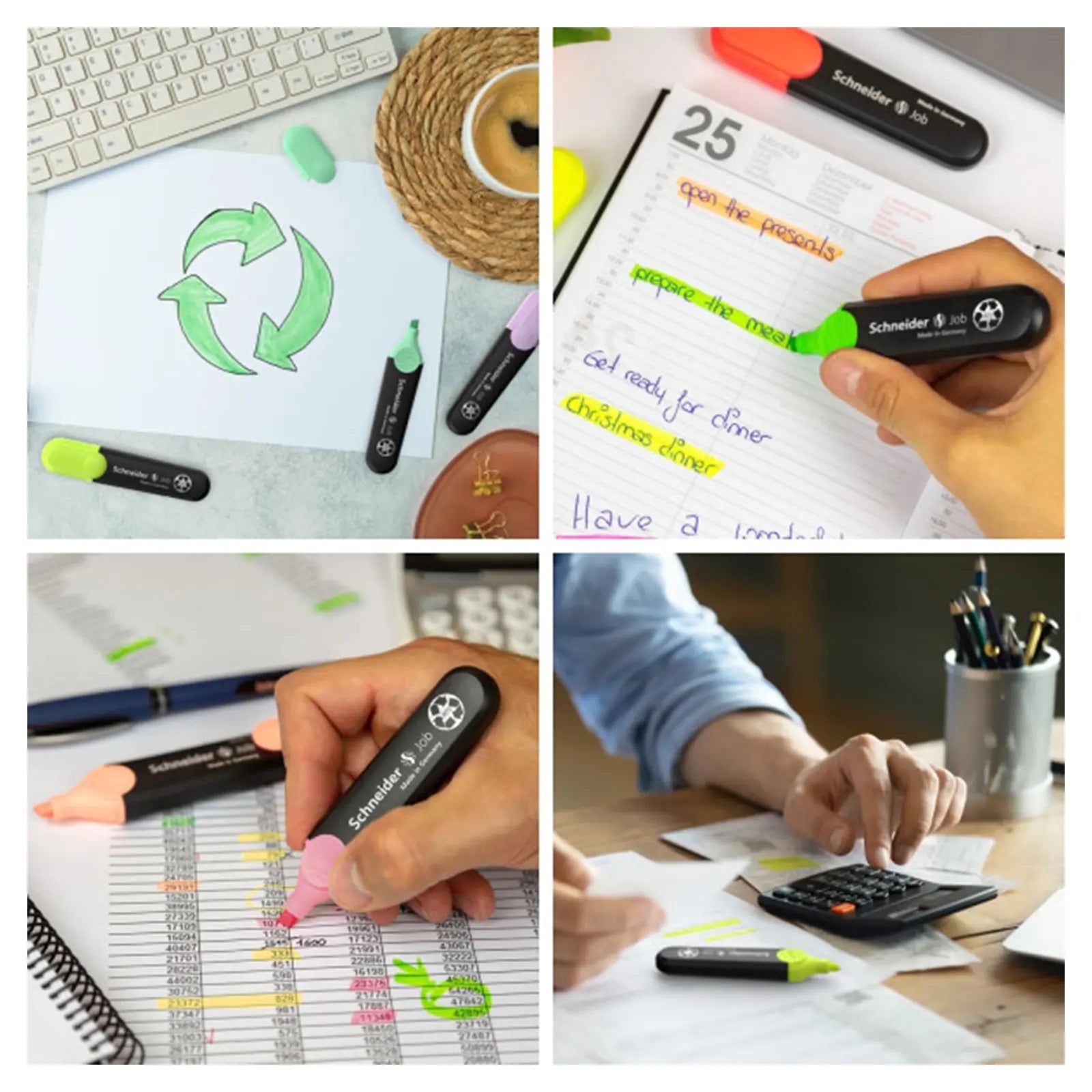 🌈 Pochette 6 Surligneurs Pastel Schneider Job ✨ – Élégance & Écologie 🌿 - Librairie Oxford City