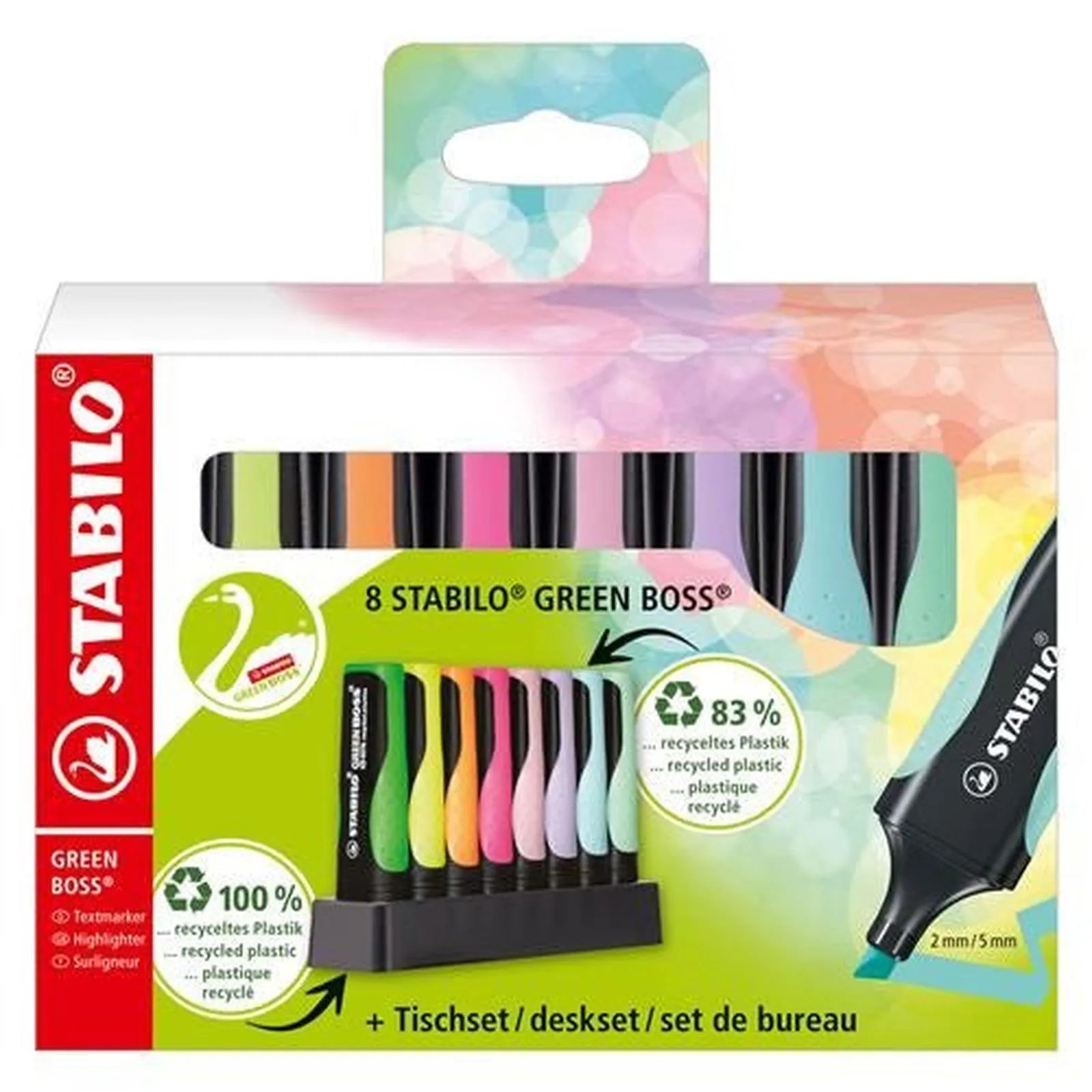 Set 8 STABILO Green Boss + Deskset - Librairie Oxford City
