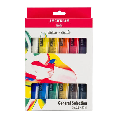 Set de 12 Tubes Peinture Acrylique - 12x20ml | Amsterdam - Librairie Oxford City