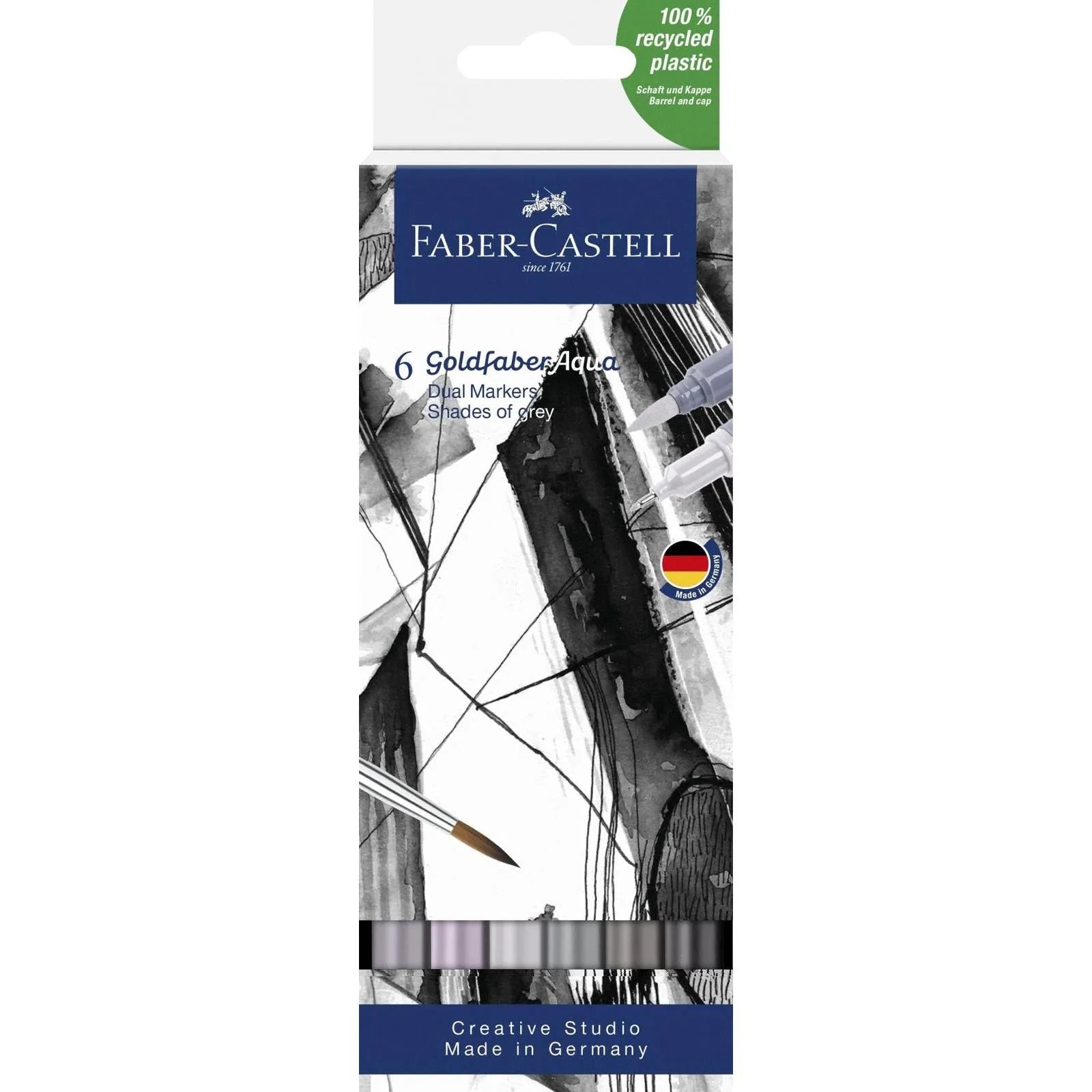 Set de 6 marqueurs aquarelles - Nuances de gris|Faber - Castell - Librairie Oxford City