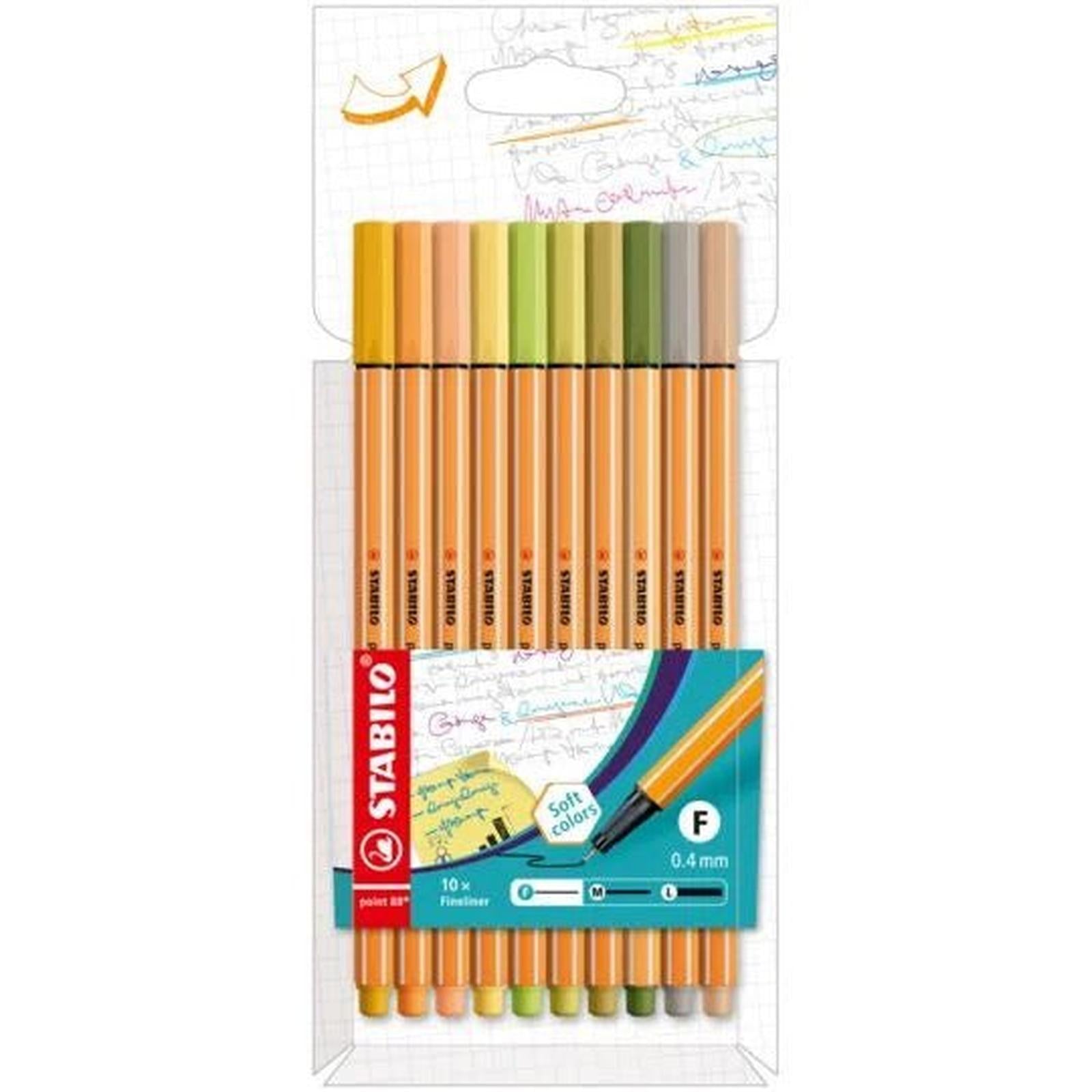 STABILO Point 88 Lot de 10 stylos à pointe fine - Soft colors - Librairie Oxford City
