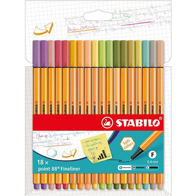 STABILO Point 88 Lot de 18 stylos à pointe fine - Soft colors - Librairie Oxford City
