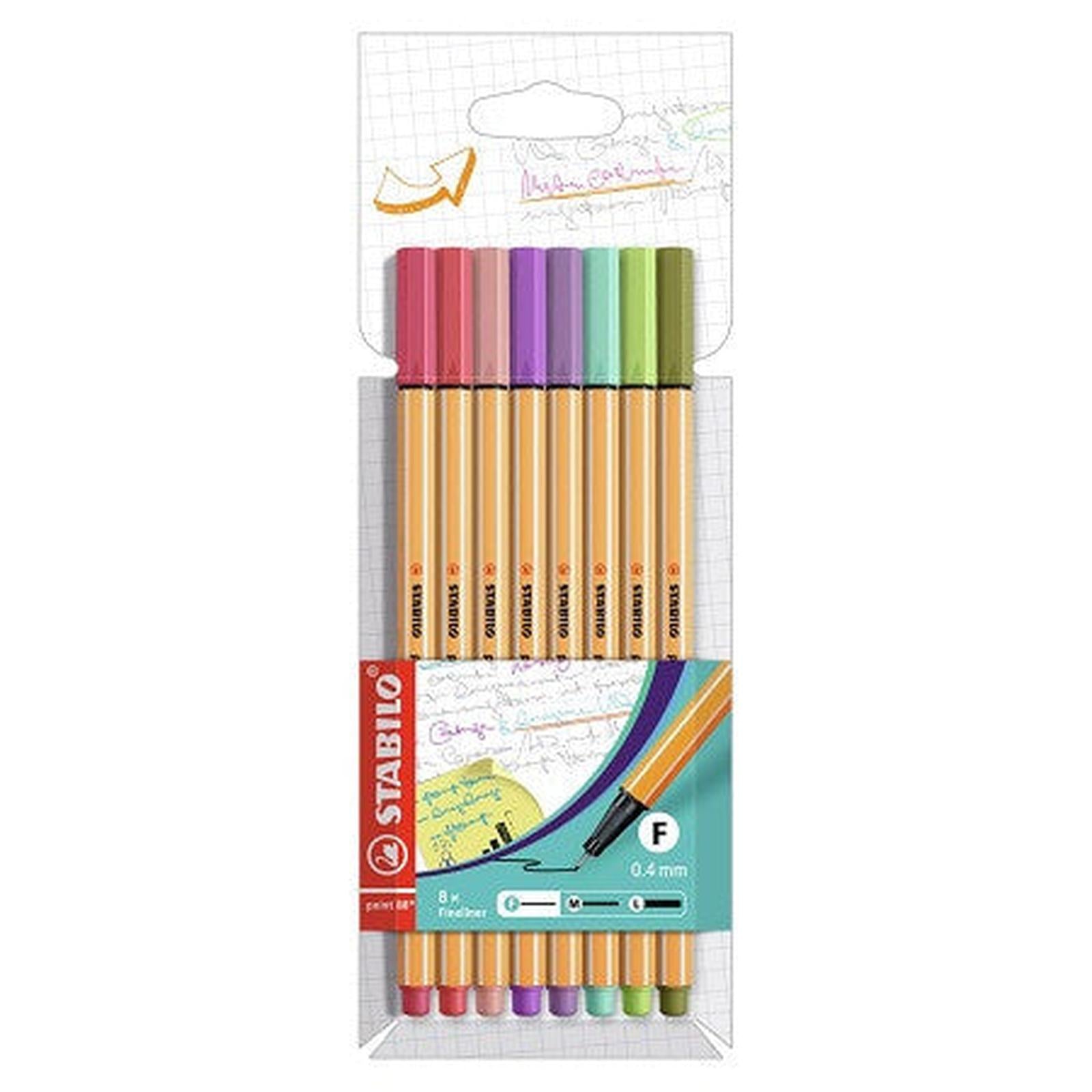 STABILO Point 88 Lot de 8 stylos à pointe fine - Soft colors - Librairie Oxford City