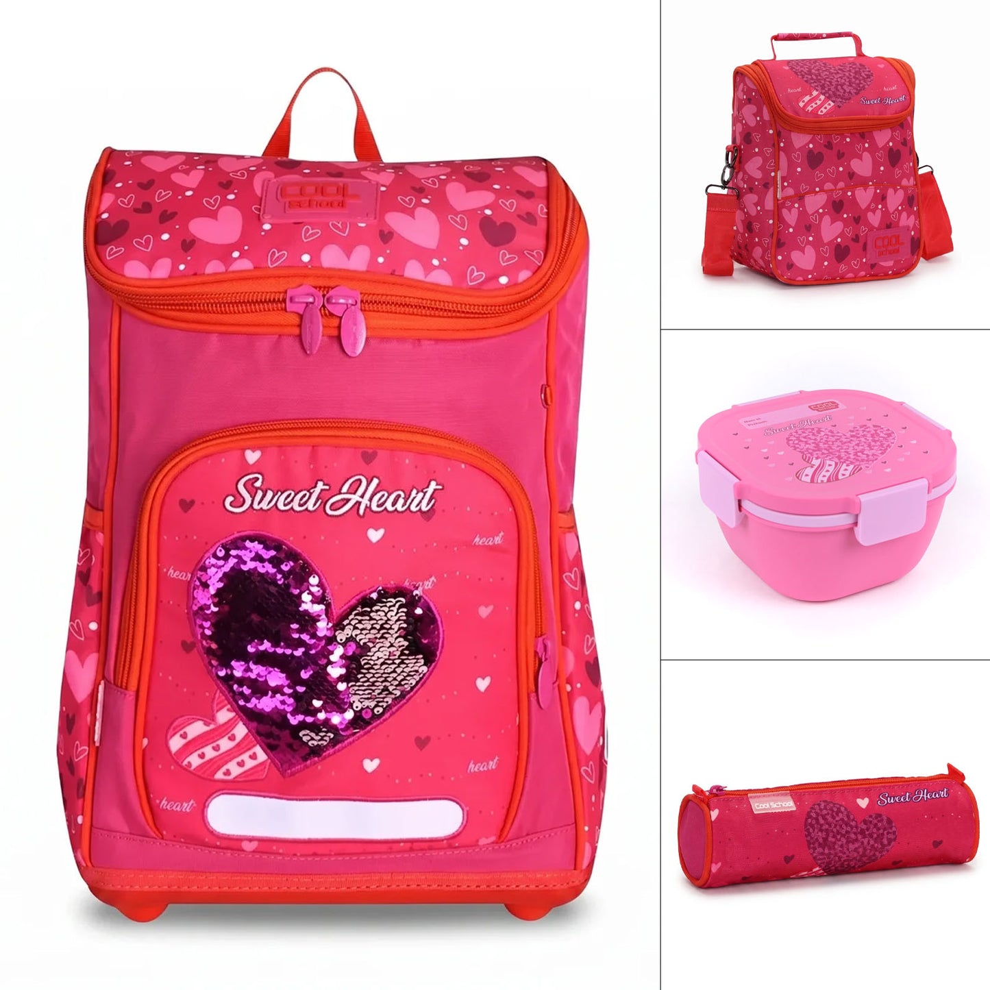 Pack 4 Pièces Cool School – Sac à Dos, Porte-Goûter, Trousse & Boîte à Repas