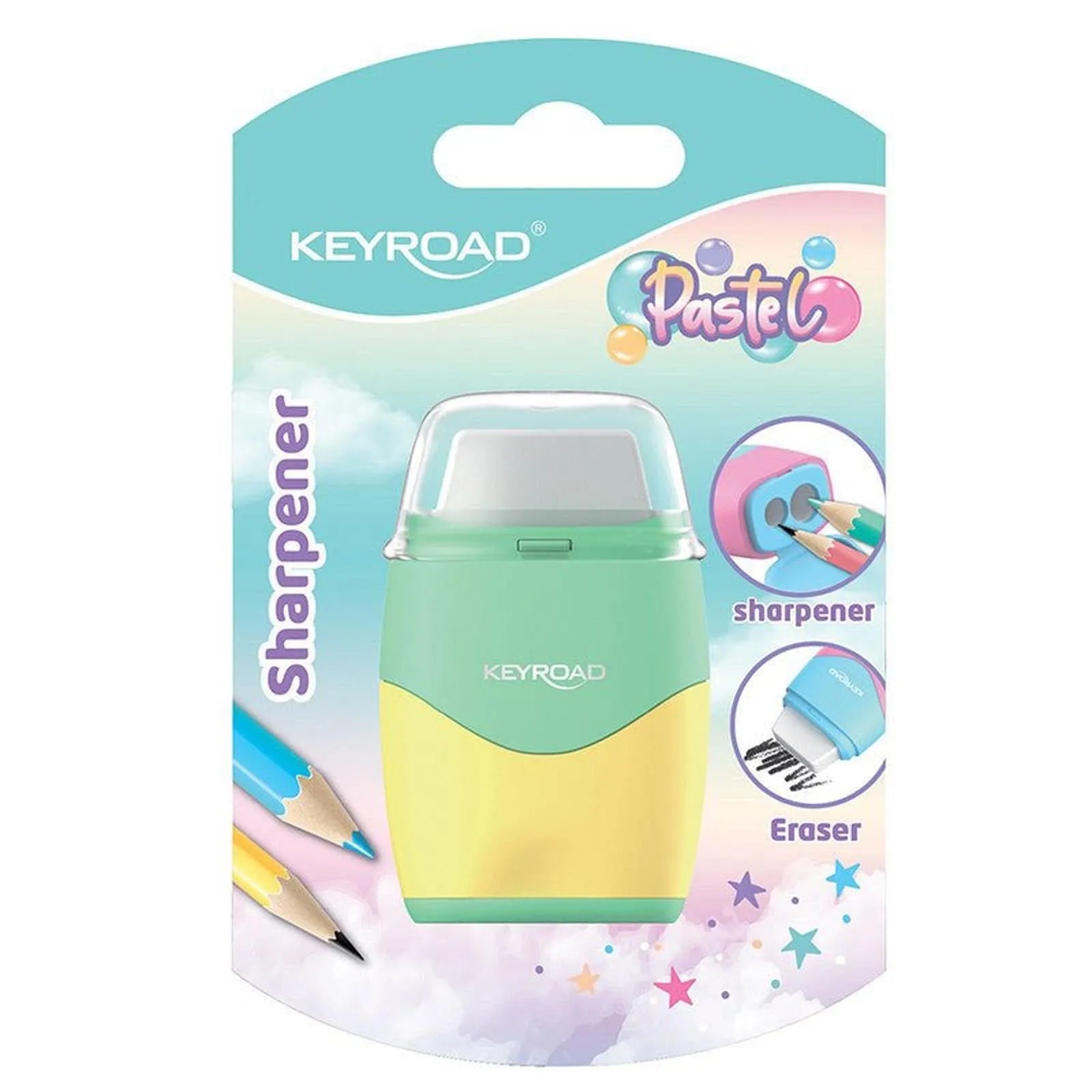 Taille Crayon 2 en 1+ Gomme Couleur pastel - Librairie Oxford City