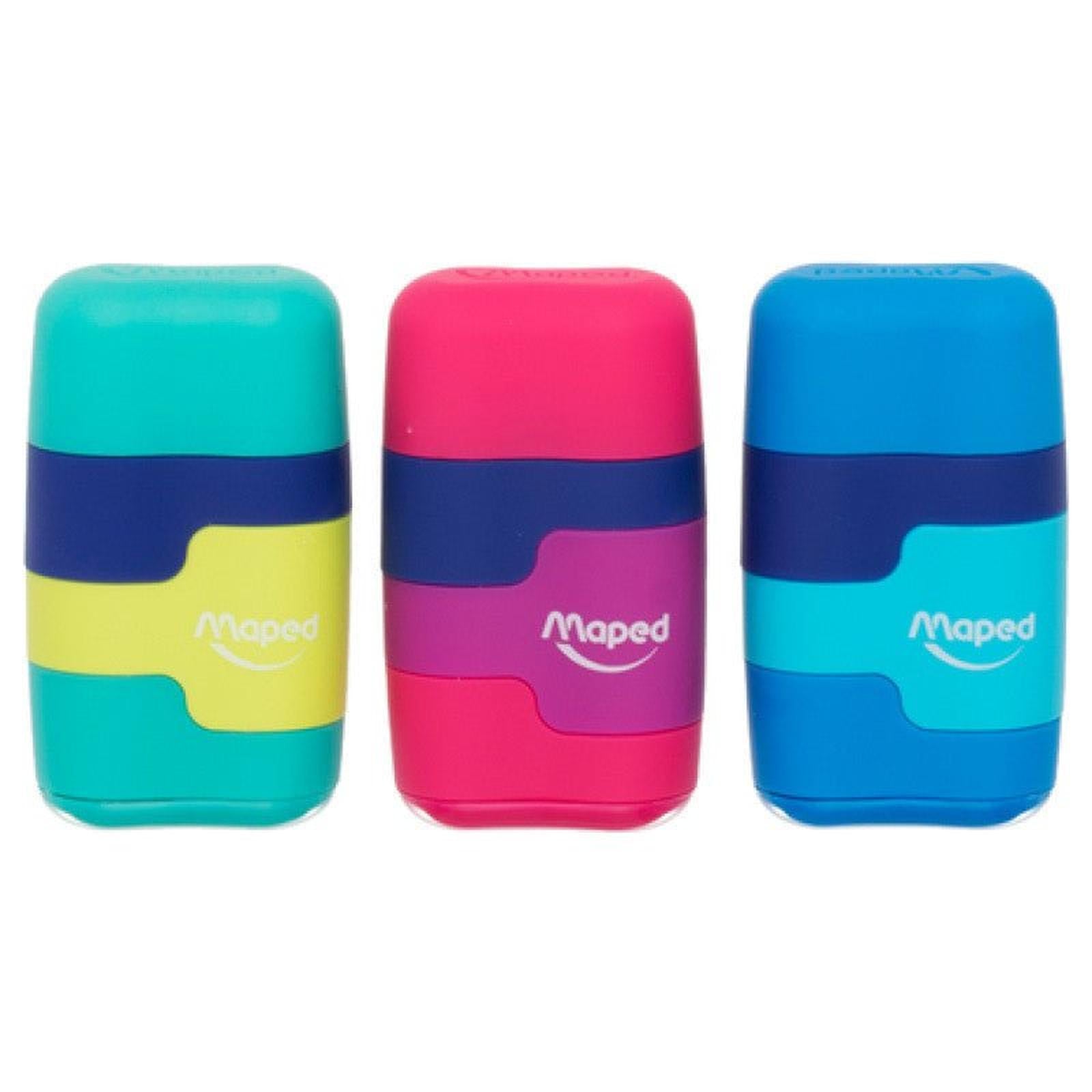 TAILLE CRAYON + GOMME CONNECT COLORFUL 2TR MAPED - Librairie Oxford City