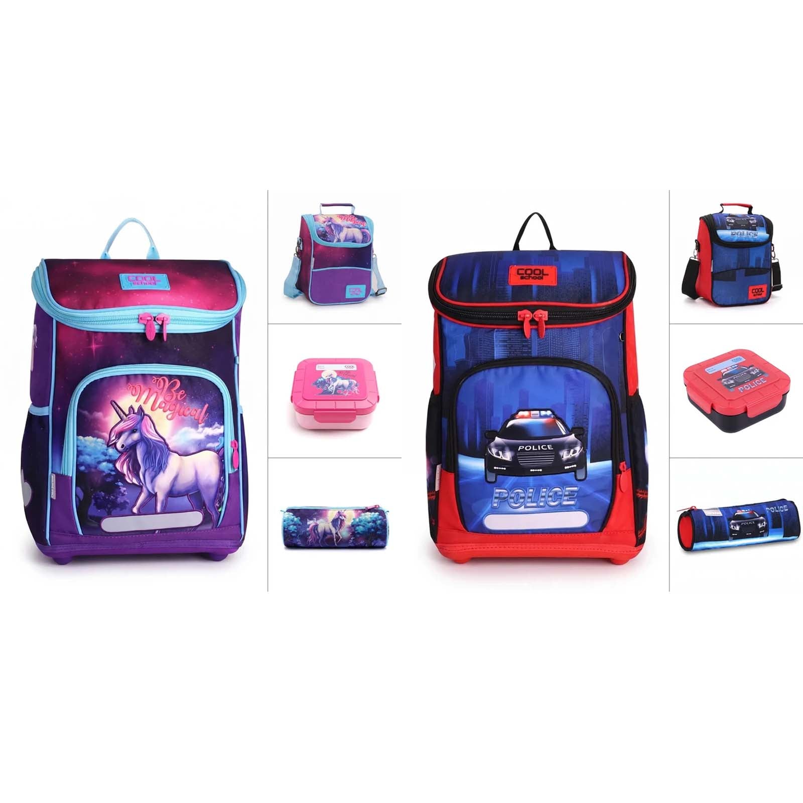 Pack 4 Pièces Cool School – Sac à Dos, Porte-Goûter, Trousse & Boîte à Repas - Librairie Oxford City