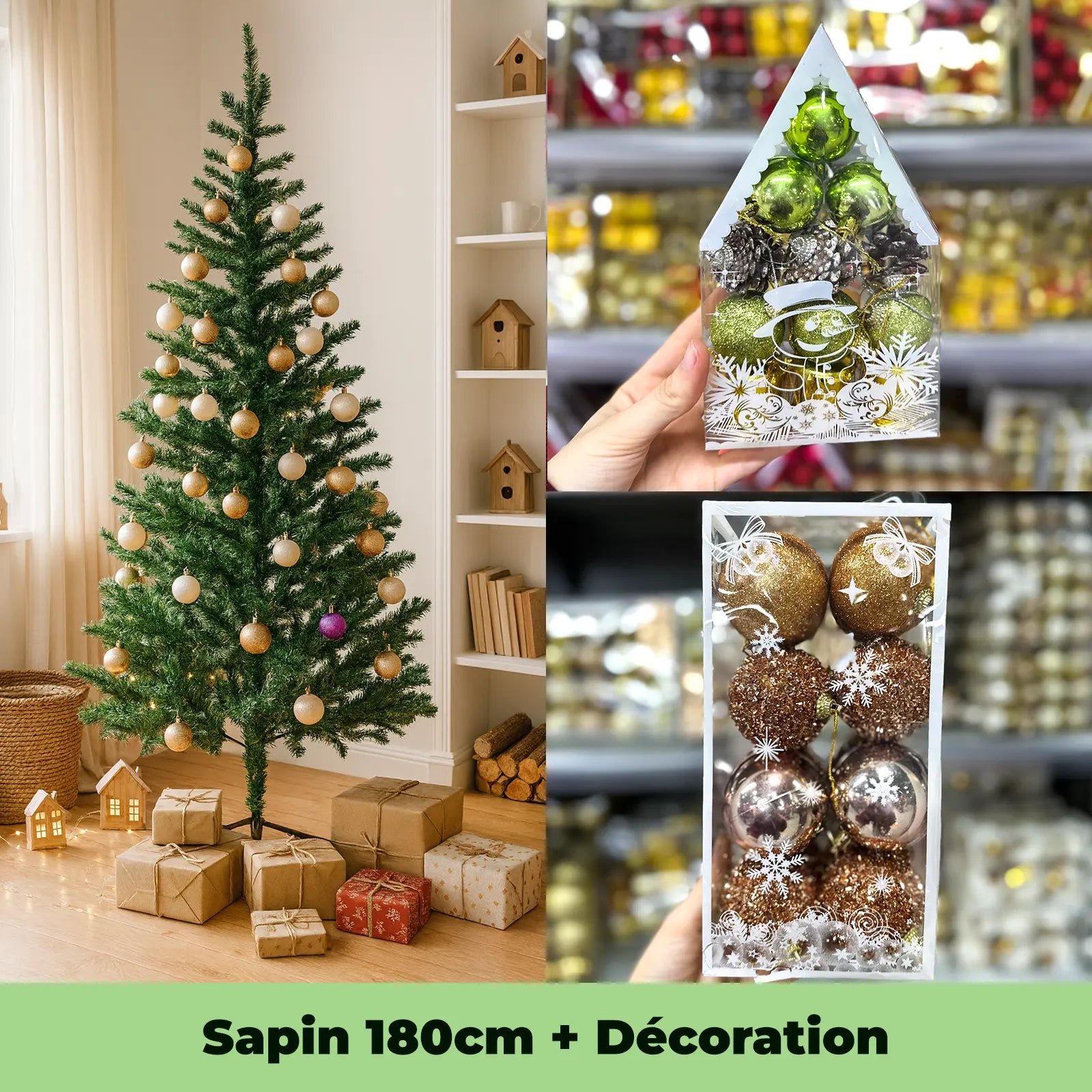 Pack Sapin 180cm – Vert & Cuivre (Décoration Incluse) - Librairie Oxford City