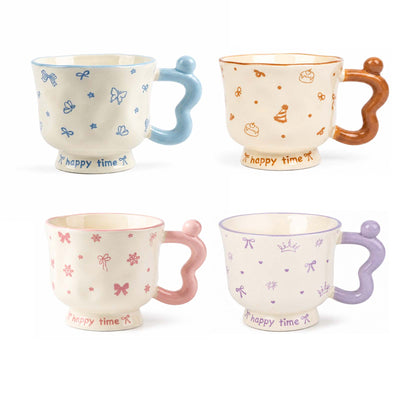 Mug en Céramique — Motif Papillon & Nœud Happy Time - Librairie Oxford City