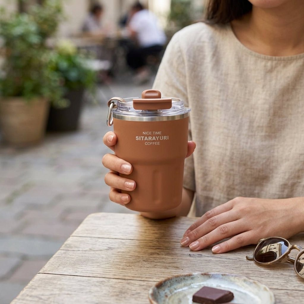 Tumbler Inox Sitarayuri Coffee – Tasse Isotherme à Emporter avec Dragonne | Oxford City - Librairie Oxford City
